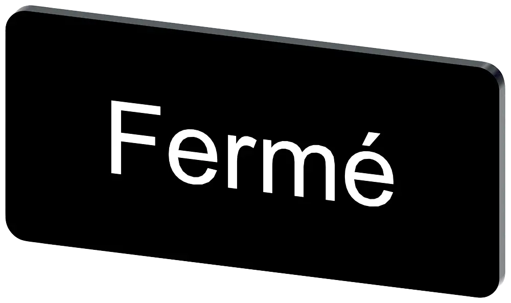 Produktfoto 1 von Bezeichnungsschild 12,5x27mm, Schild schwarz, Beschriftung: FERME