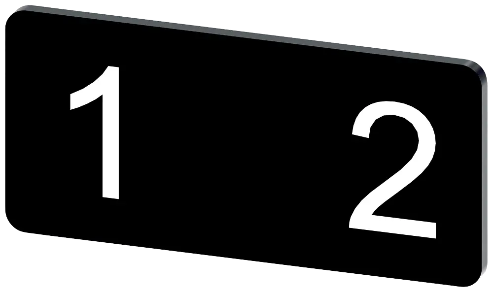 Produktfoto 1 von Bezeichnungsschild 12,5x27mm, Schild schwarz, Symbol: 1 2