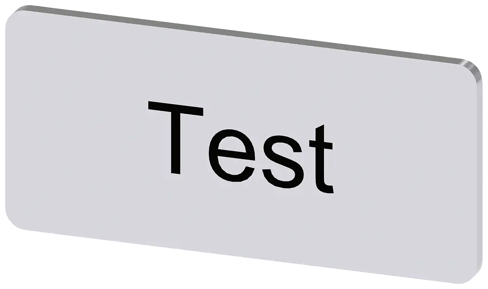 Produktfoto 1 von Bezeichnungsschild 12,5x27mm, Schild silber, Beschriftung: Test
