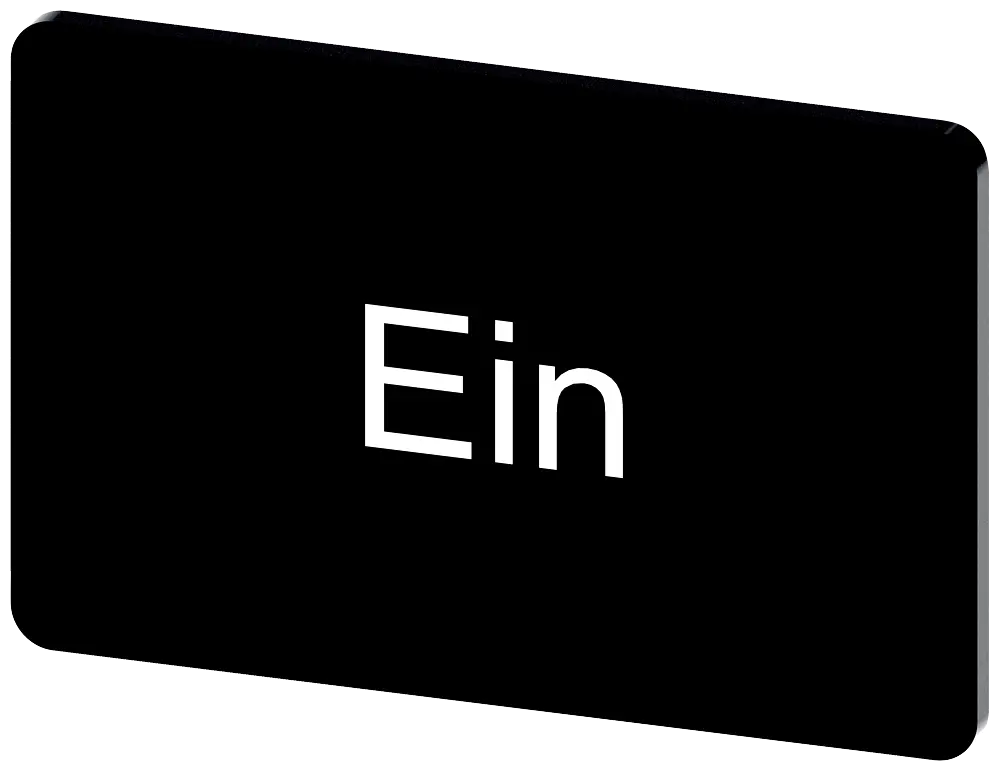 Produktfoto 1 von Bezeichnungsschild 17,5x27mm, Schild schwarz, Beschriftung: Ein