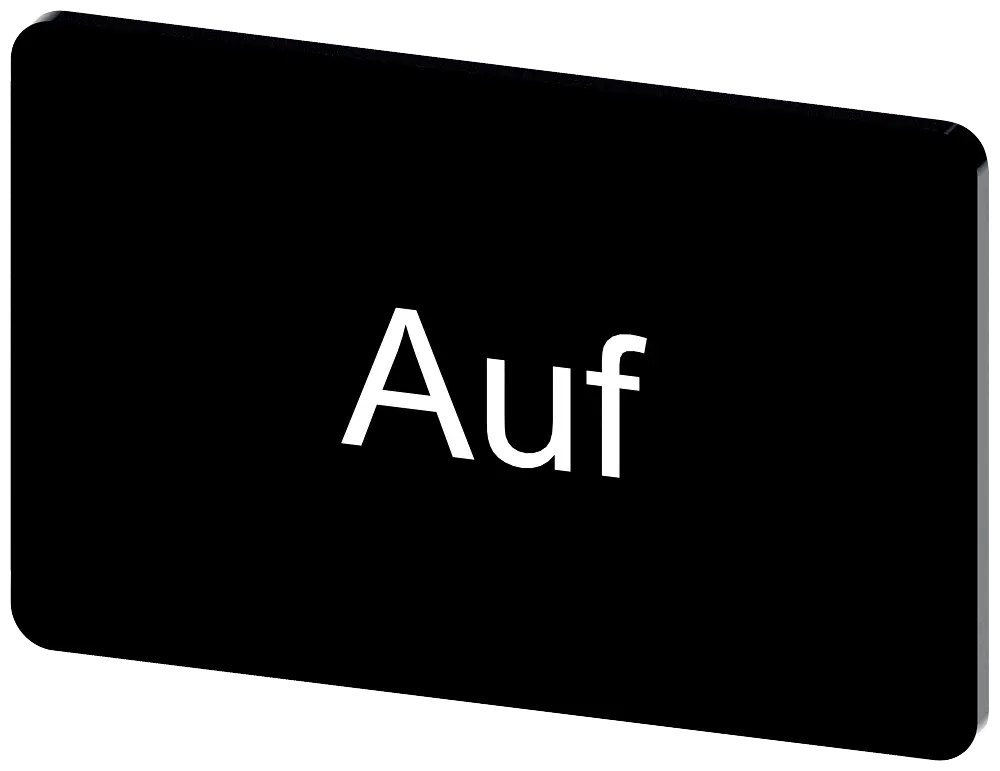 Produktfoto 1 von Bezeichnungsschild 17,5x27mm, Schild schwarz, Beschriftung: Auf