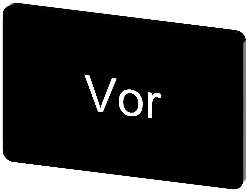 Produktfoto 1 von Bezeichnungsschild 17,5x27mm, Schild schwarz, Beschriftung: Vor