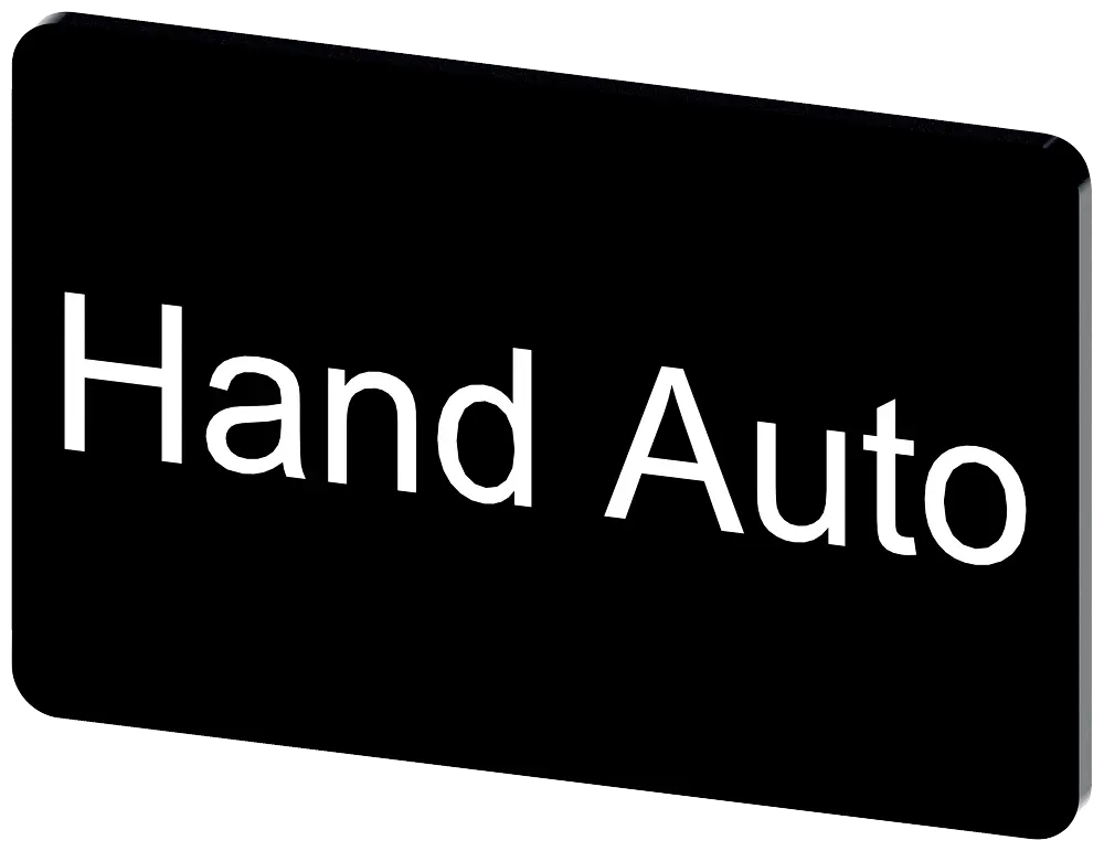 Produktfoto 1 von Bezeichnungsschild 17,5x27mm, Schild schwarz, Beschriftung: Hand Auto