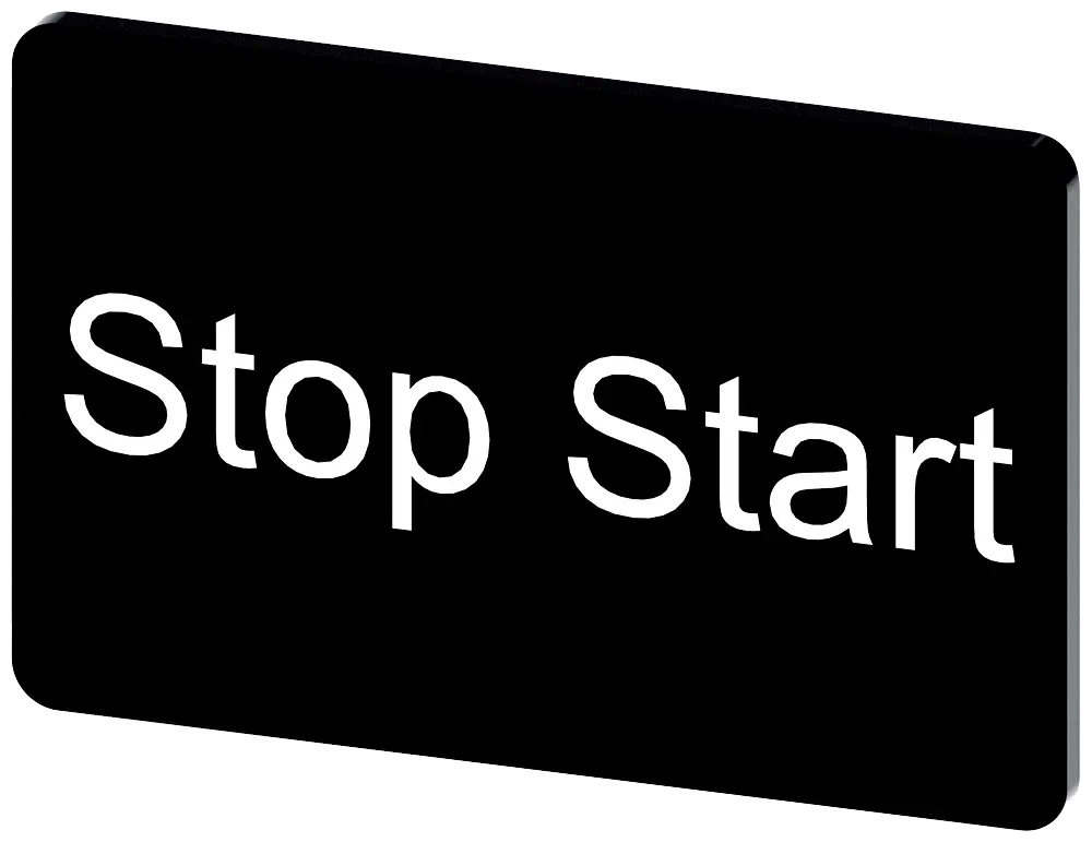 Produktfoto 1 von Bezeichnungsschild 17,5x27mm, Schild schwarz, Beschriftung: Stop Start