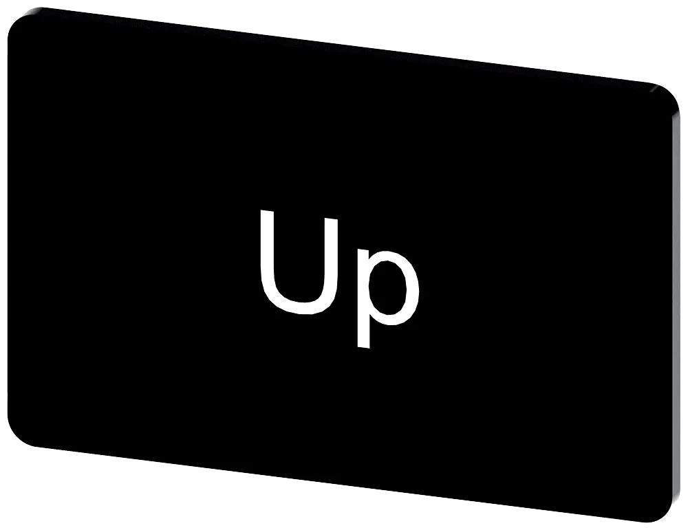 Produktfoto 1 von Bezeichnungsschild 17,5x27mm, Schild schwarz, Beschriftung: Up