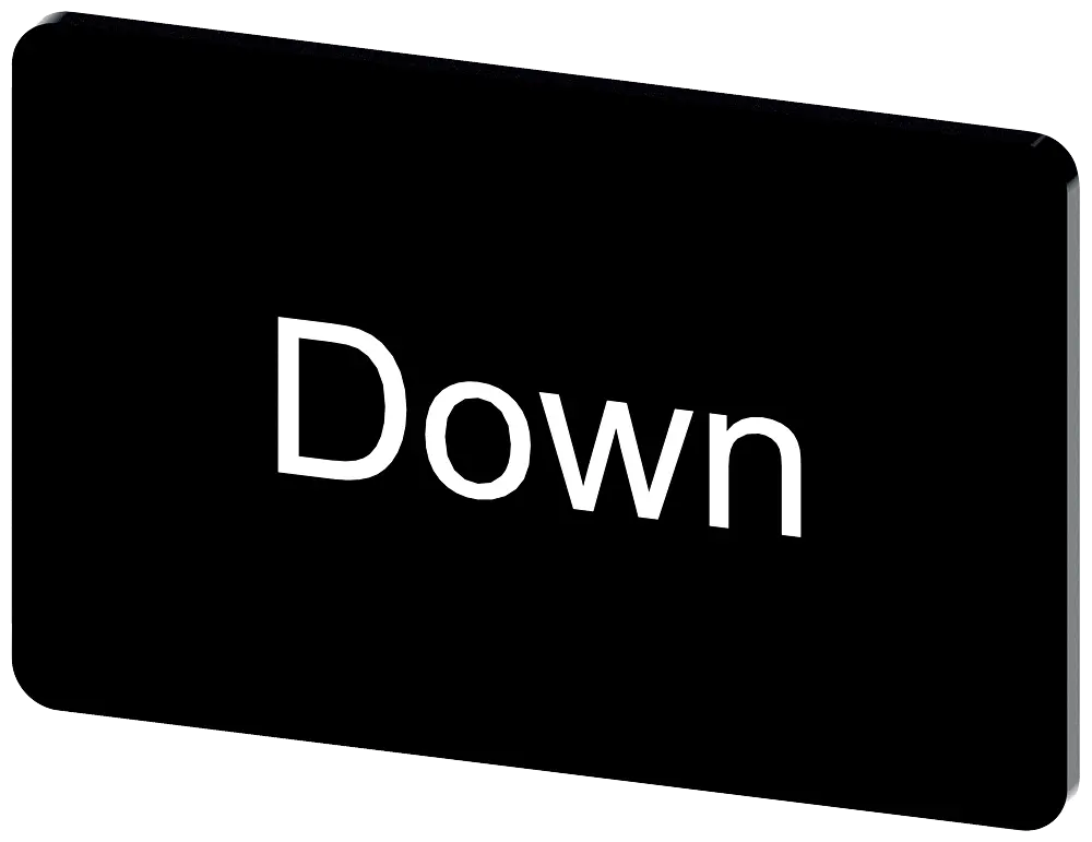 Produktfoto 1 von Bezeichnungsschild 17,5x27mm, Schild schwarz, Beschriftung: Down