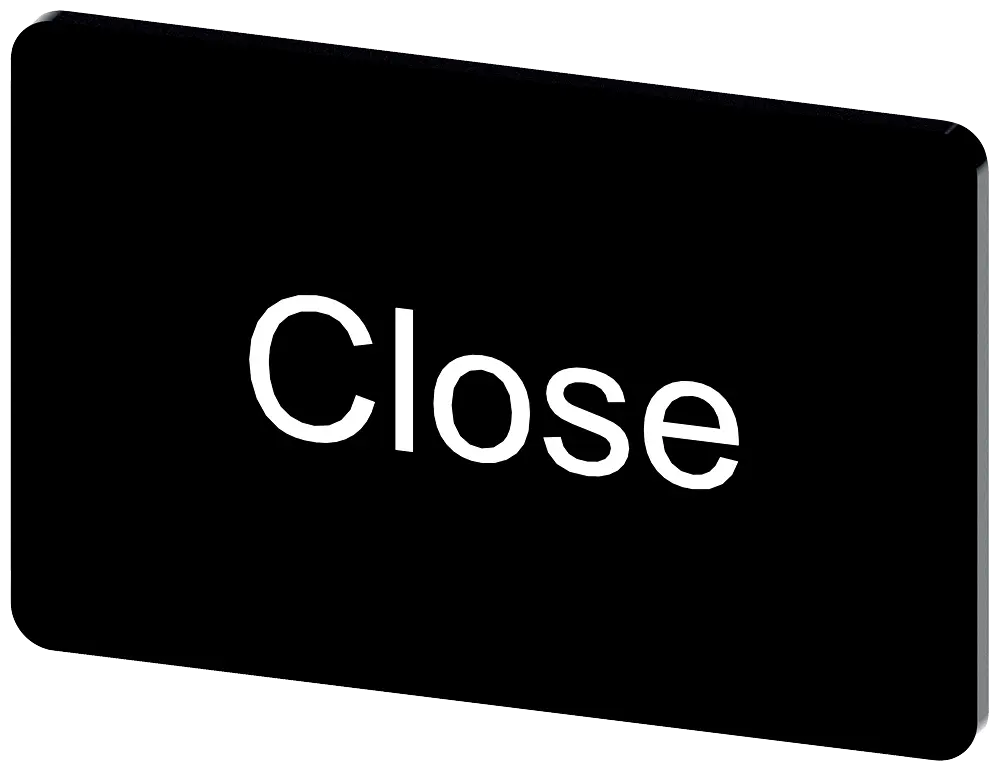 Produktfoto 1 von Bezeichnungsschild 17,5x27mm, Schild schwarz, Beschriftung: Close