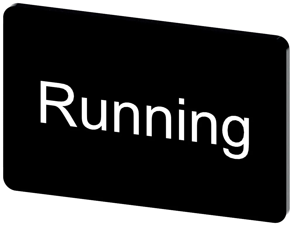 Produktfoto 1 von Bezeichnungsschild 17,5x27mm, Schild schwarz, Beschriftung: Running