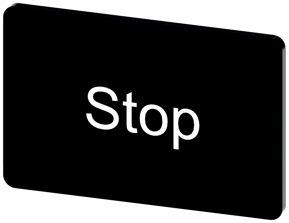 Produktfoto 1 von Bezeichnungsschild 17,5x27mm, Schild schwarz, Beschriftung: Stop