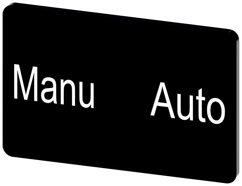 Produktfoto 1 von Bezeichnungsschild 17,5x27mm, Schild schwarz, Beschriftung: Manu Auto