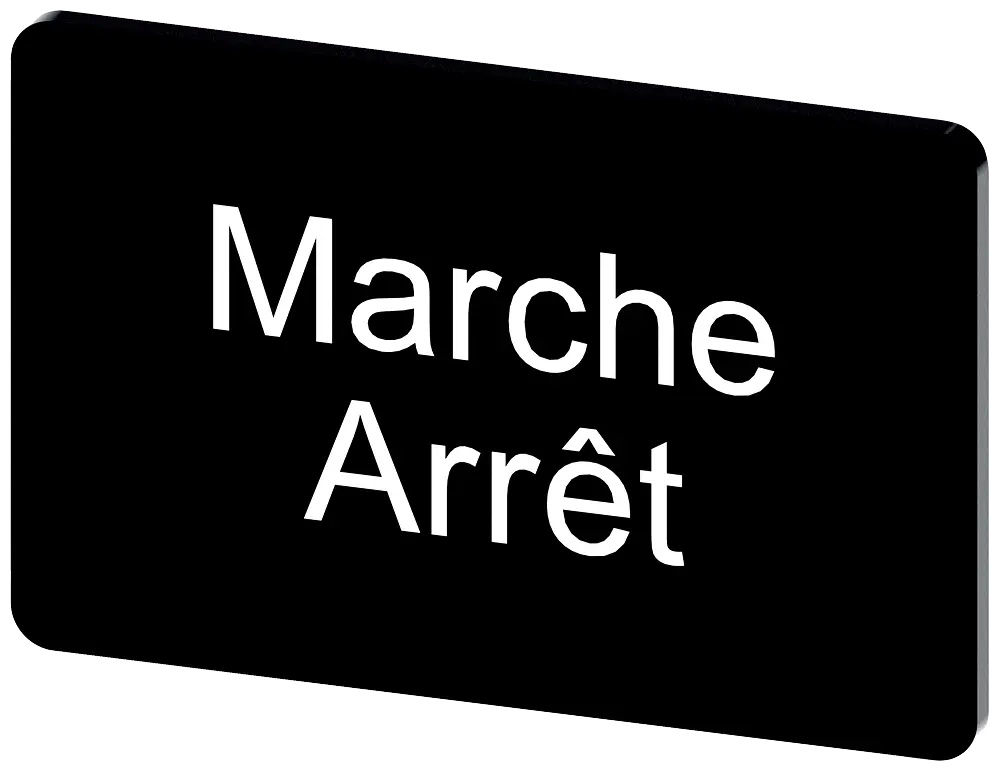 Produktfoto 1 von Bezeichnungsschild 17,5x27mm, Schild schwarz, Beschriftung: Arret-Marche