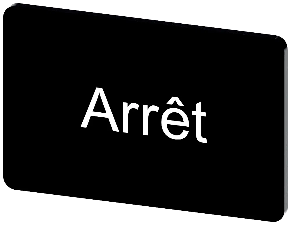 Produktfoto 1 von Bezeichnungsschild 17,5x27mm, Schild schwarz, Beschriftung: Arret