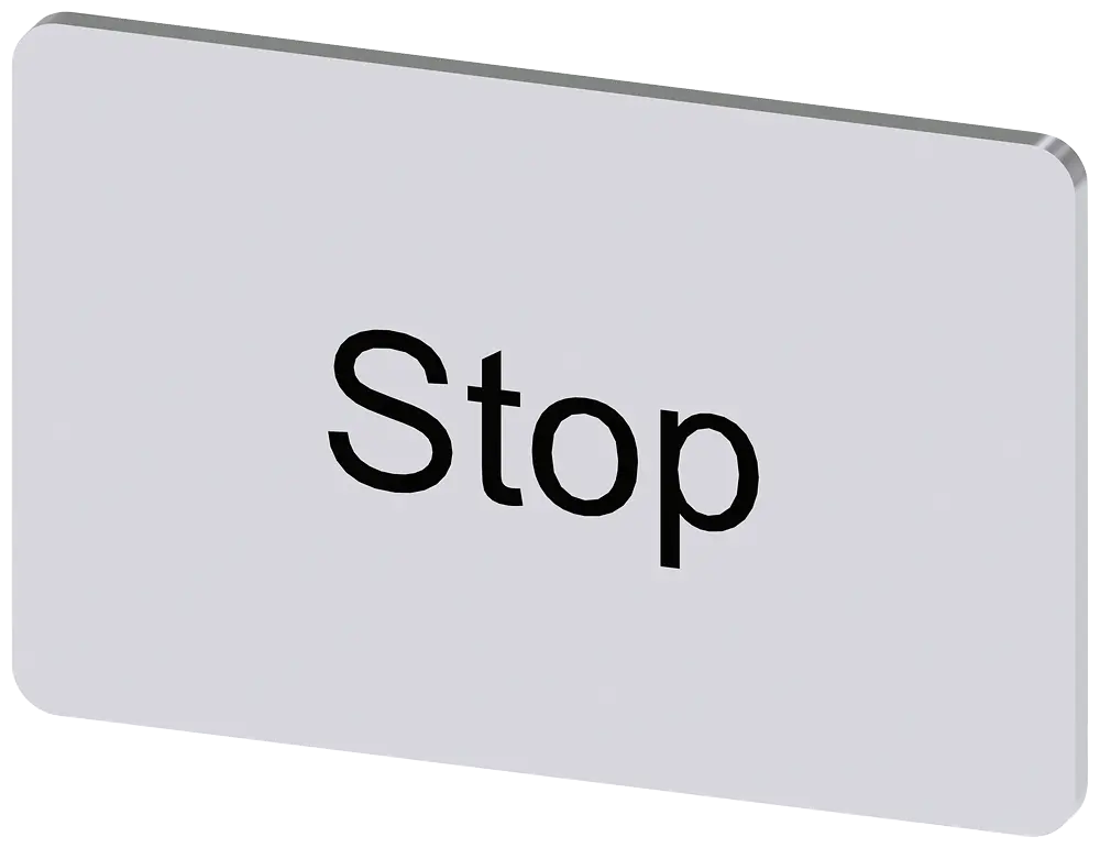 Produktfoto 1 von Bezeichnungsschild 17,5x27mm, Schild silber, Beschriftung: Stop