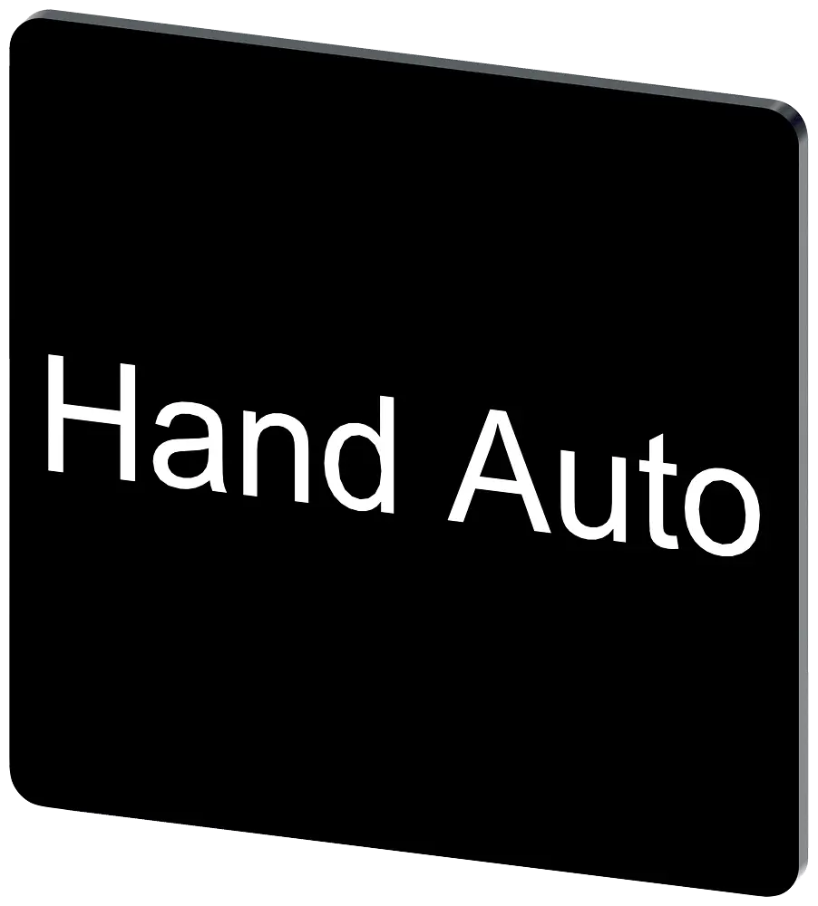 Produktfoto 1 von Bezeichnungsschild 27x27mm, Schild schwarz, Beschriftung: Hand Auto
