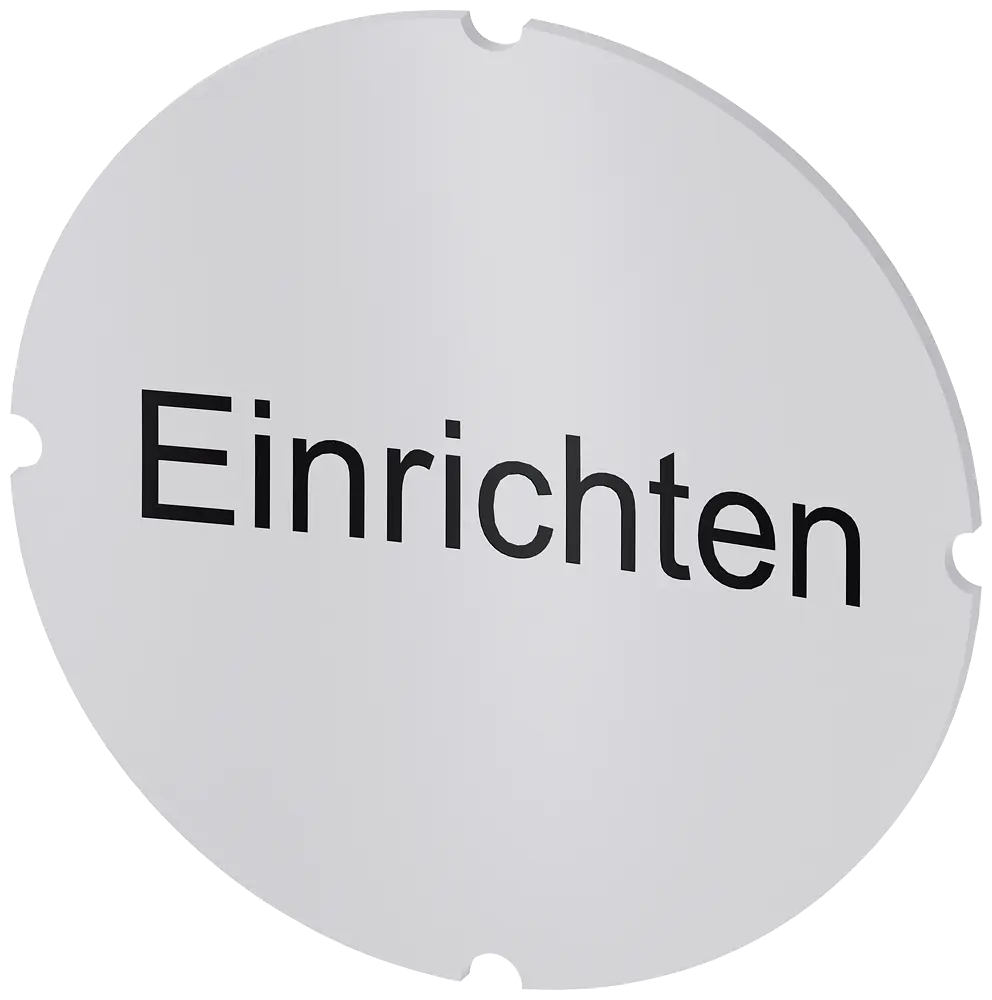Produktfoto 1 von Einlegeschild für Leuchtdrucktaster, rund, milchig, Beschriftung: Einrichten