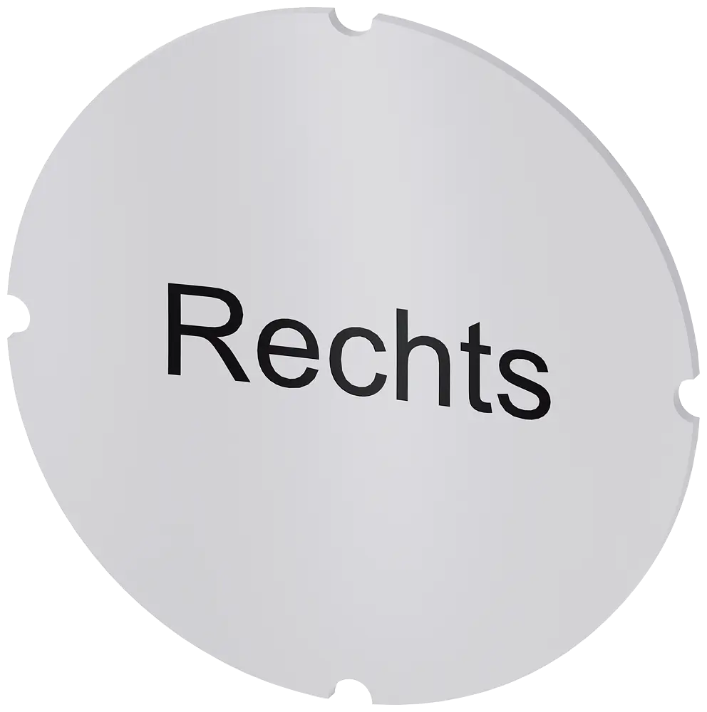 Produktfoto 1 von Einlegeschild für Leuchtdrucktaster, rund, milchig, Beschriftung: Rechts