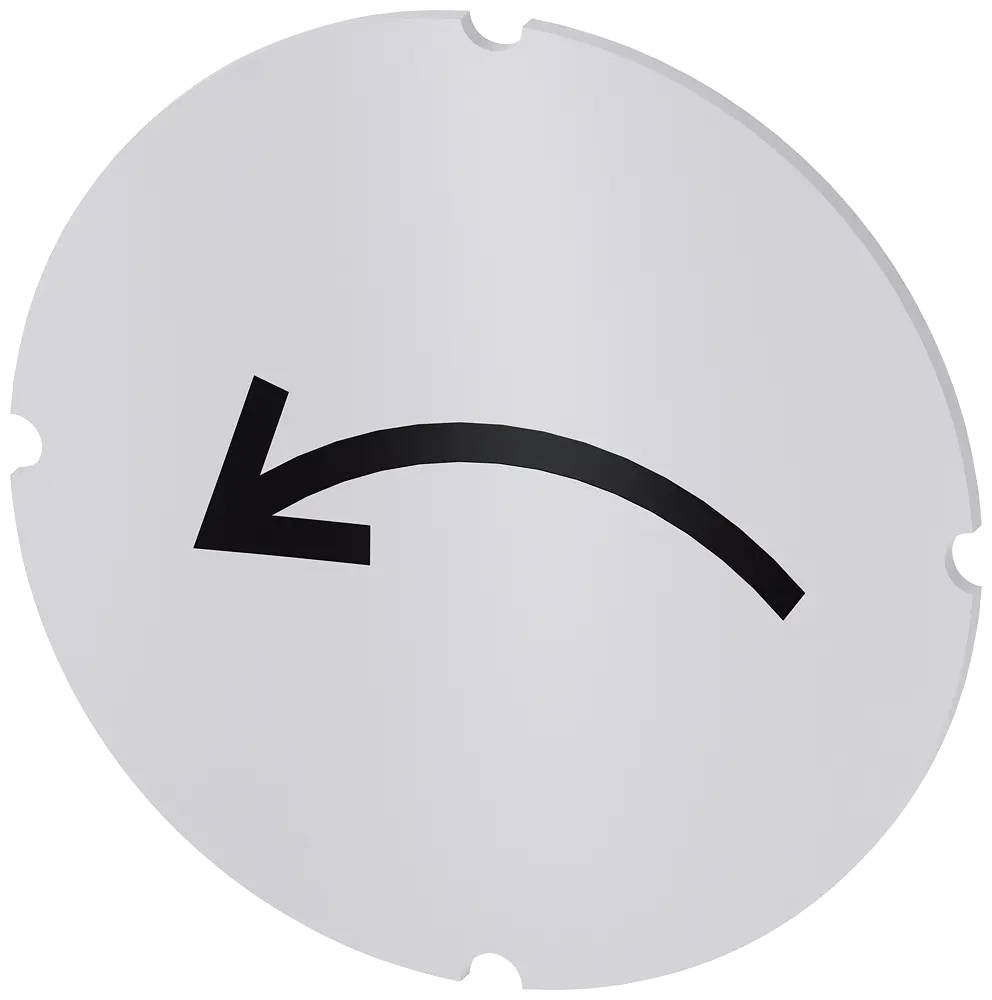 Produktfoto 1 von Einlegeschild für Leuchtdrucktaster, rund, milchig, Symbol: Drehbewegung links