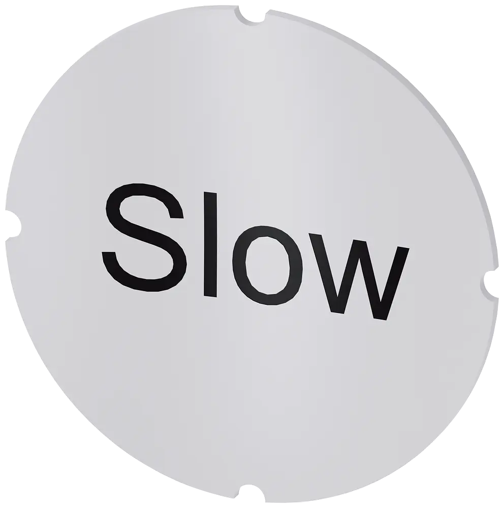 Produktfoto 1 von Einlegeschild für Leuchtdrucktaster, rund, milchig, Beschriftung: Slow
