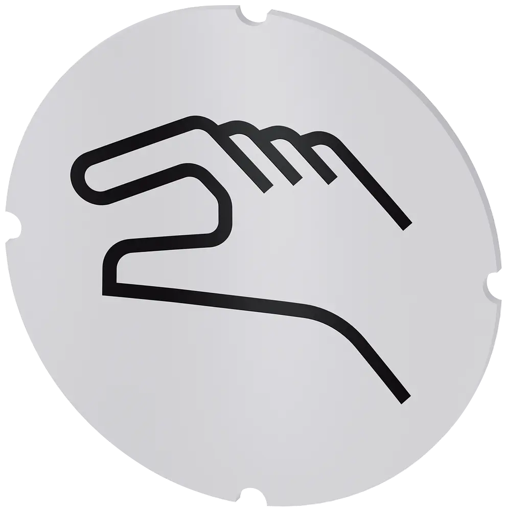 Einlegeschild für Leuchtdrucktaster, rund, milchig, Symbol: Handbetätigung