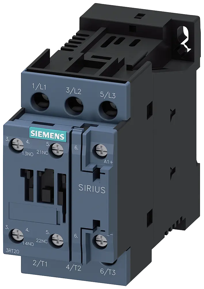 Produktfoto 1 von Siemens Schütz, AC-3e, 25 A/11 kW/400V, 3-polig, AC/DC 21-28V, 1S+1Ö, Schraubanschluss