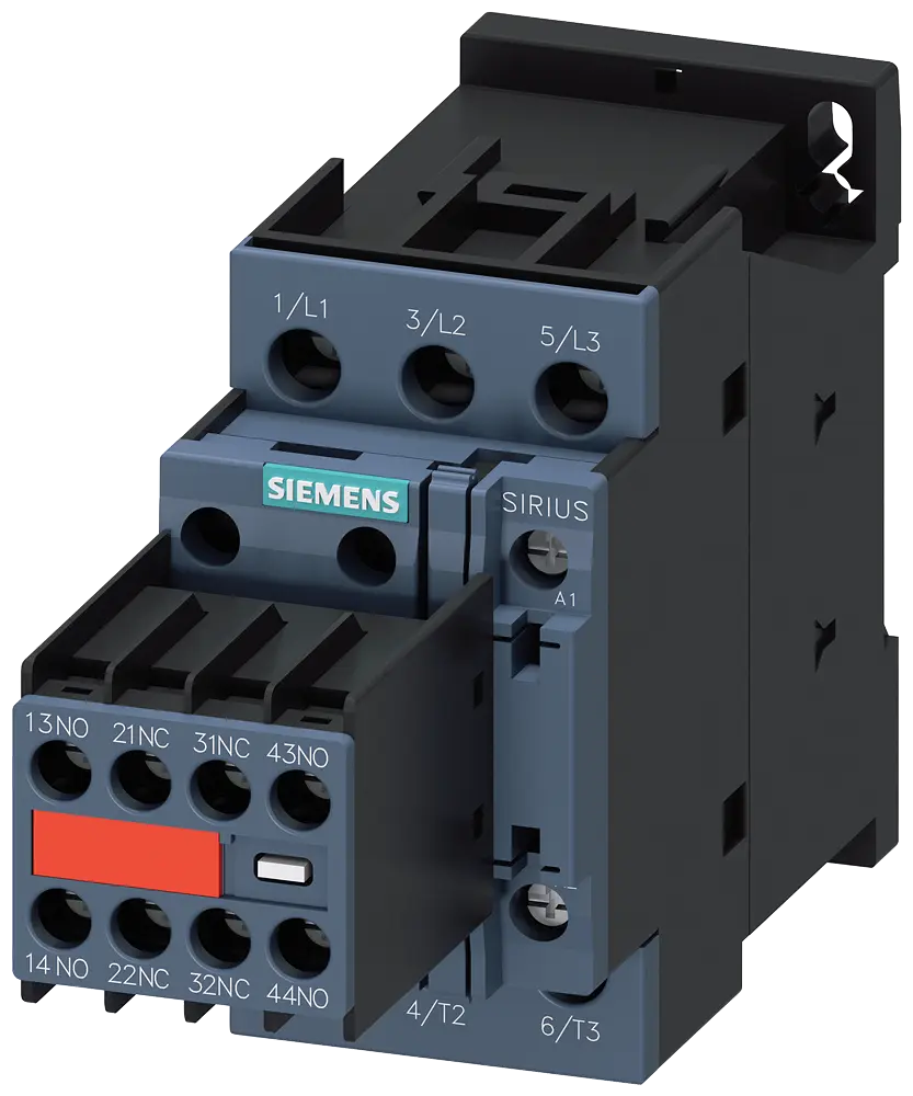 Produktfoto 1 von Siemens Schütz, AC-3e, 17 A/7,5 kW/400V, 3-polig, AC 230V, 50/60Hz,2S+2Ö,Schraubanschluss