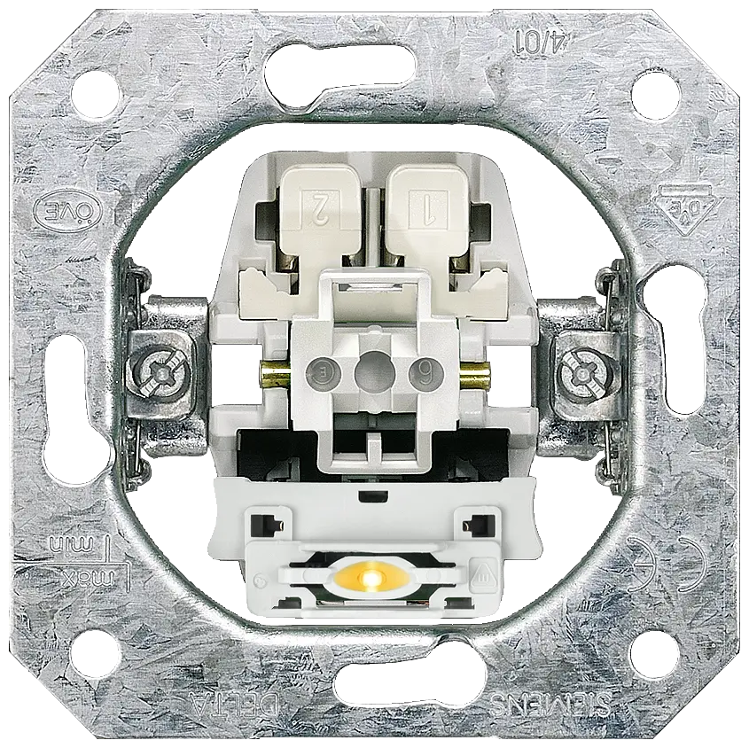 Produktfoto 1 von Siemens DELTA Geräteeinsatz UP Taster mit N-Klemme, 1 Wechsler, ohne Krallen